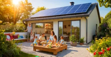 Casa moderna con paneles solares