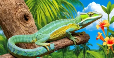 Colaje vibrante de diez reptiles en sus hábitats