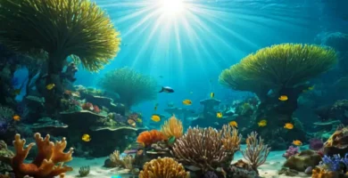 Ecosistema acuático vibrante con peces