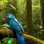 Colección de aves exóticas de plumaje colorido en una selva