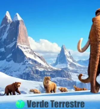 Ilustración colorida de animales de la era de hielo