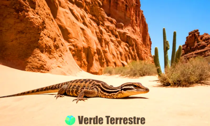 Escena desértica vibrante con una serpiente de cascabel