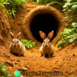 Ilustración colorida de 17 animales excavadores en un entorno subterráneo