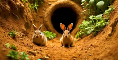 Ilustración colorida de 17 animales excavadores en un entorno subterráneo