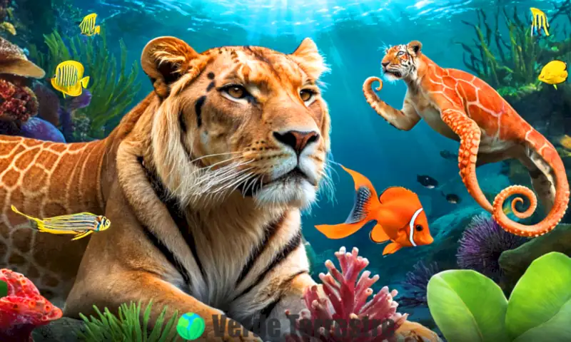 Portada educativa que ilustra invertebrados y vertebrados, con un pulpo colorido en un entorno submarino y un león en una jungla, destacando sus diferencias