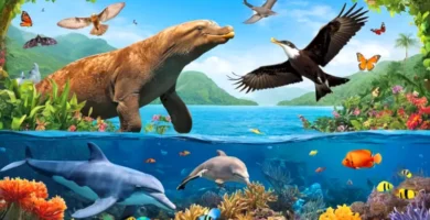 Ilustración educativa que destaca vertebrados e invertebrados