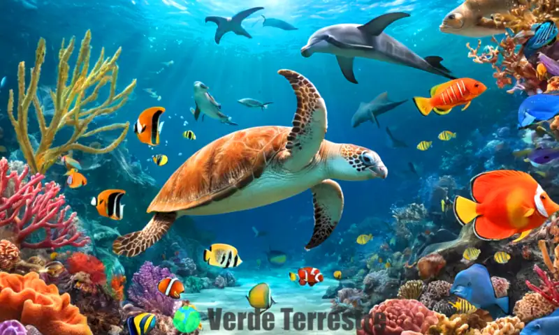 Ilustración vibrante con vertebrados como un elefante y un delfín, y invertebrados como una mariposa y un pulpo, en un entorno natural de selva y fondo marino