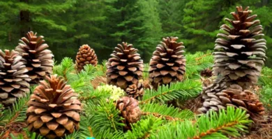Bosque pintoresco con 15 altos pinos