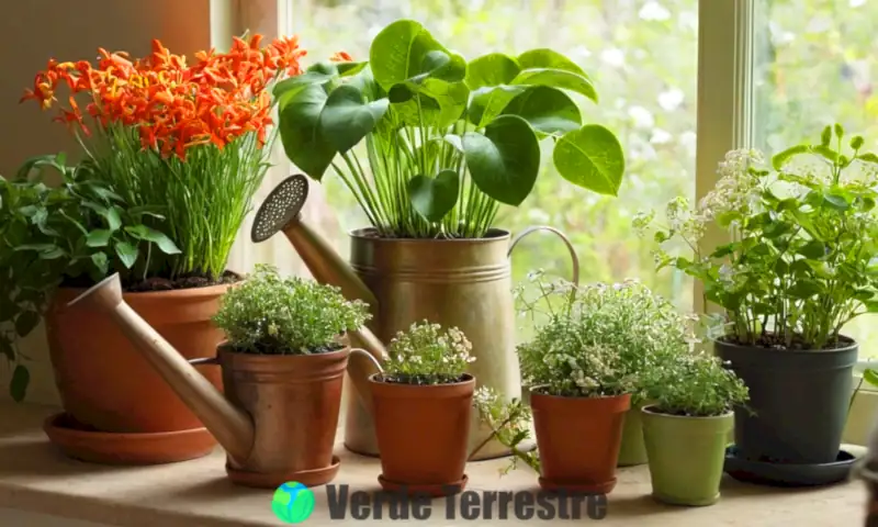 Planta abundante en un jardín interior luminoso