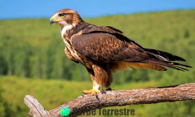 Compilación vibrante de 112 especies de rapaces en un entorno natural, mostrando aves majestuosas como águilas y búhos en un cielo azul