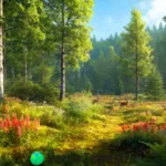 Bosque mixto vibrante con árboles