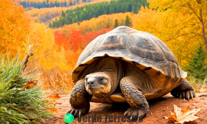 Tortuga en un refugio cálido y oso en una cueva nevada, ilustrando brumación y hibernación