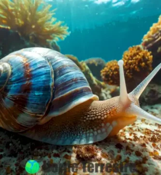 Caracol volcánico extremo con un caparazón vibrante