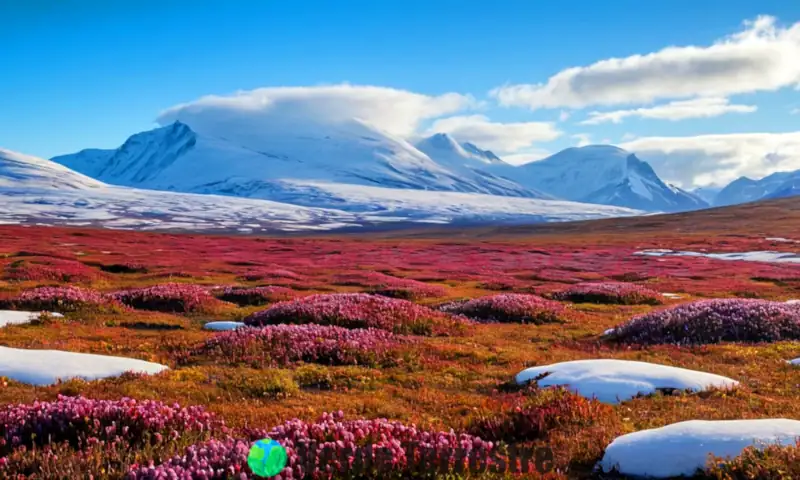 Paisaje de tundra con flora vibrante