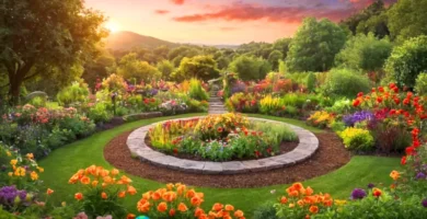 Ciclo de vida de una planta en un jardín vibrante