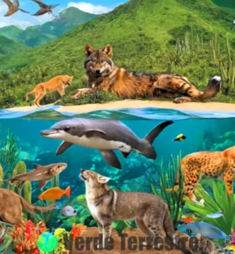 Collage colorido de 25 animales en peligro de extinción de México