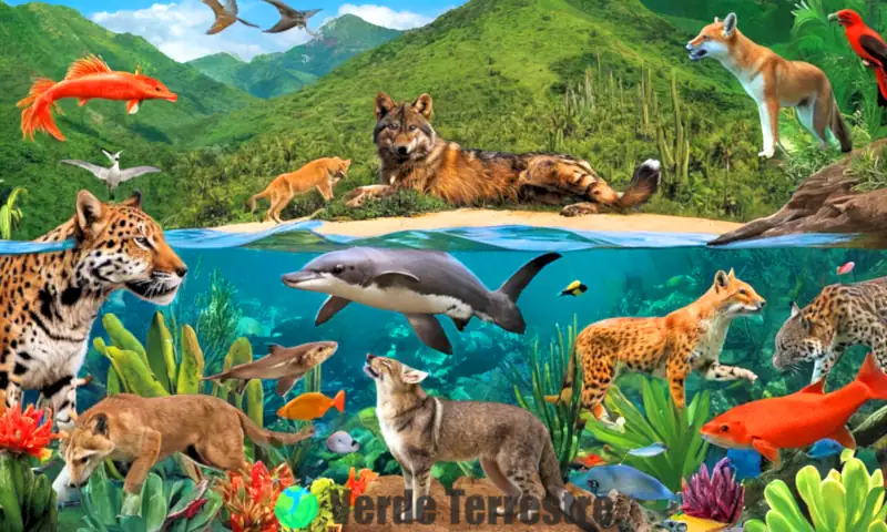 Collage colorido de 25 animales en peligro de extinción de México