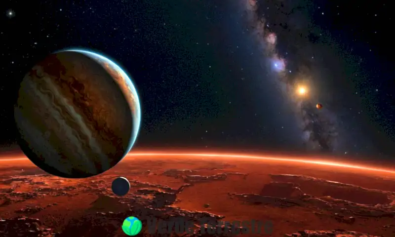 Planetas interiores del sistema solar con texturas detalladas de Mercurio, Venus, Tierra y Marte en un fondo estrellado