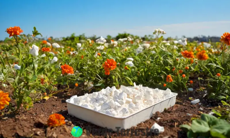 Un trozo de Styrofoam se descompone en primer plano