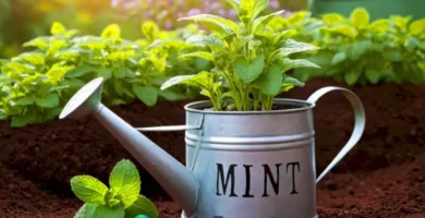Planta de menta vibrante en un jardín soleado