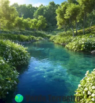 Río en un paisaje sereno con métodos ecológicos de purificación de agua