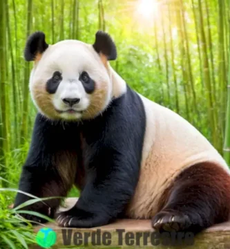 Panda gigante sentado en un bosque de bambú