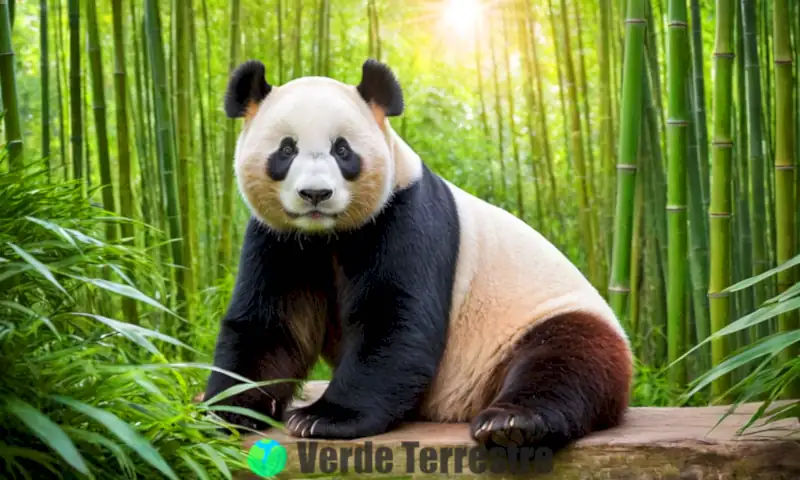 Panda gigante sentado en un bosque de bambú