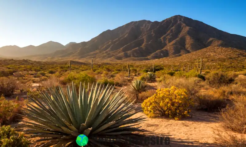 Ilustración colorida de los nueve ecosistemas de Baja California