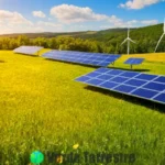 Paisaje vibrante con paneles solares