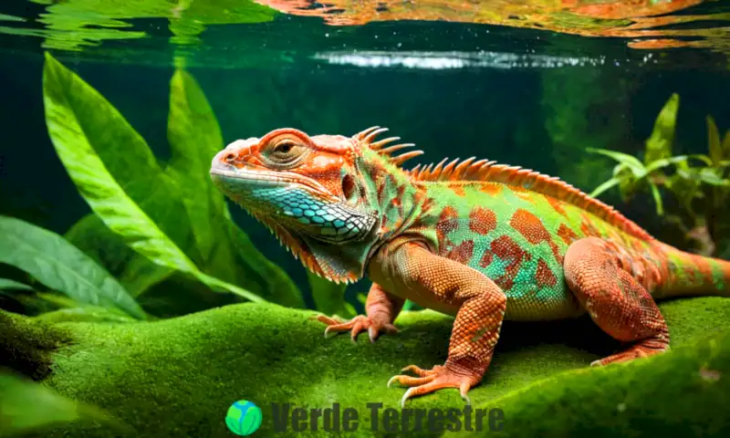 Colección de 16 animales escamosos en un entorno natural, que incluye un dragón, iguana, serpiente y pez, destacando sus texturas y colores