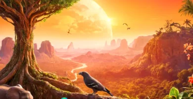 Estructura arbórea que muestra la evolución divergente con distintas especies como pinzones