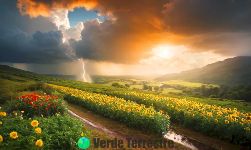 Paisaje vibrante que mezcla sol