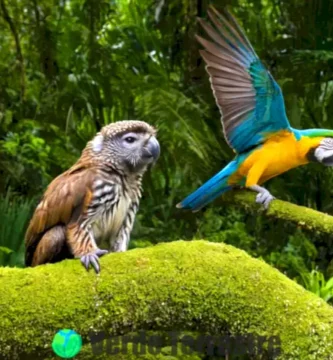 Escena vibrante de fauna de Puebla con aves coloridas