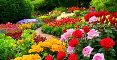 Compilación vibrante de 30 flores hermosas en un jardín luminoso