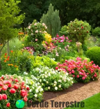 Jardín impresionante con ocho flores vibrantes