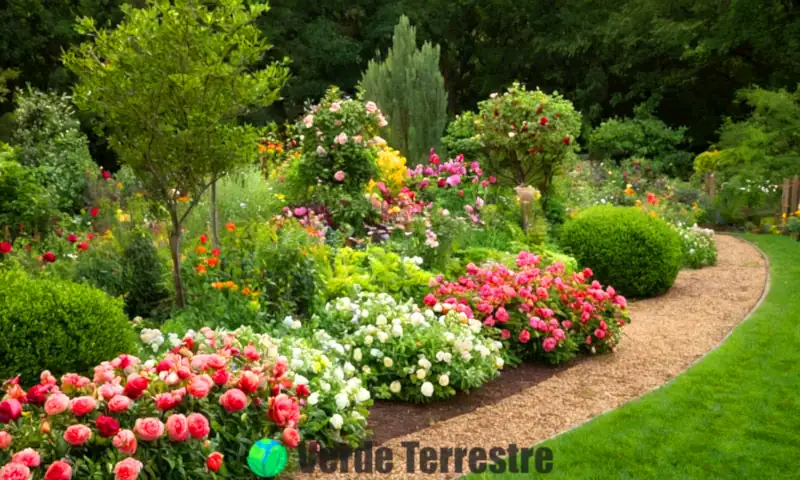 Jardín impresionante con ocho flores vibrantes