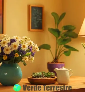 Interior hogareño acogedor con flores decorativas
