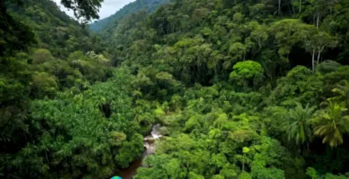 Flora tropical vibrante de Chiapas con plantas exóticas