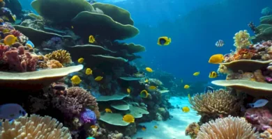 Escena submarina vibrante con arrecifes de coral
