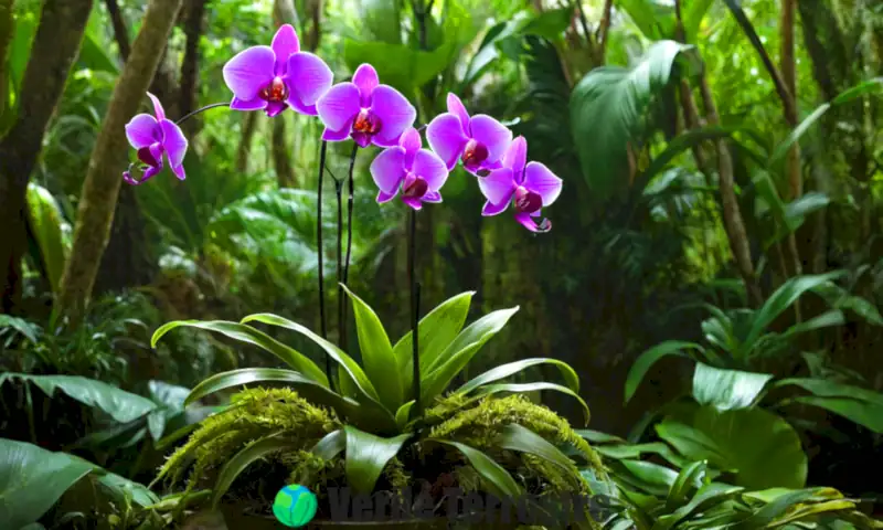 Ramo vibrante de dieciséis flores exóticas y raras en un entorno tropical, con colores y formas únicas