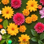 Collage de 16 flores exóticas en un jardín soñador