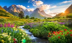 Paisaje sereno con plantas verdes