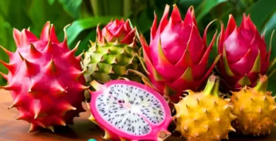 Una variedad de frutas exóticas y raras