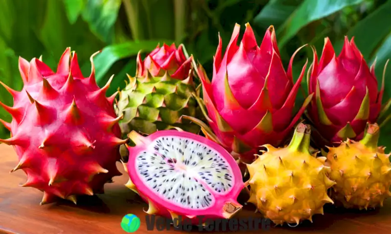 Una variedad de frutas exóticas y raras