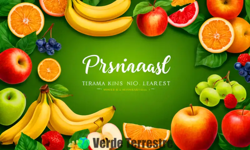 Ilustración botánica educativa de frutas como manzanas