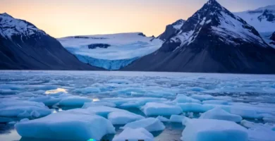 Paisaje polar con osos polares