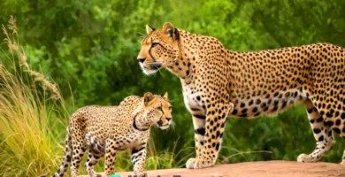 Ilustración de un leopardo en una llanura