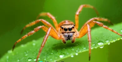 Primer plano de una araña con detalles intrincados en sus patas y cuerpo