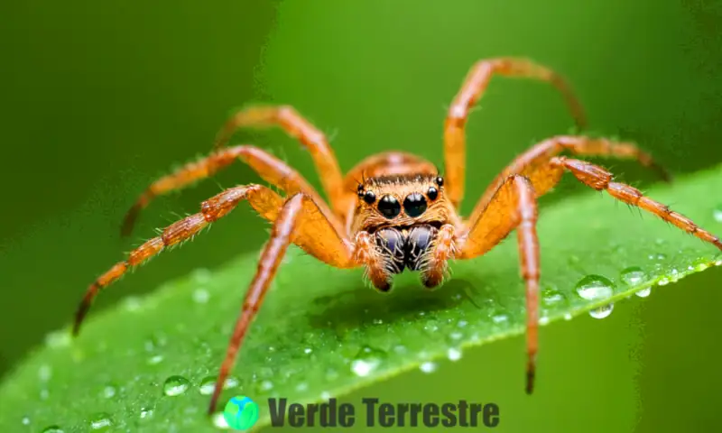 Primer plano de una araña con detalles intrincados en sus patas y cuerpo