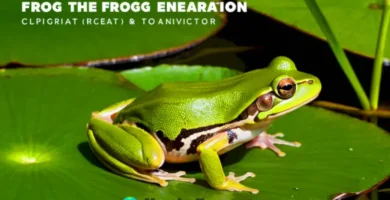 Ilustración educativa de una rana verde en un entorno natural